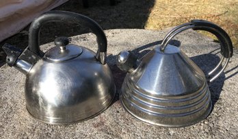 2 Retro Vintage Whistling Teapots