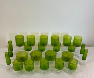 Mid Century Modern Green Glassware