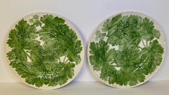 Bordallo Pinheiro Portuguese Leaf Decorated Plates (2)