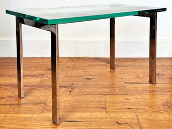 A Vintage Italian Modern Chrome And Glass Side Table, C. 1970's