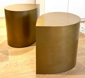 A Pair Of Brass Clad Tear Drop Side Tables By Safavieh