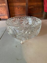 Footed Cut Glass Bowl