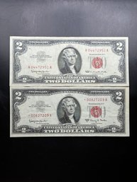 2 Red Seal $2 Bills 1963, 1963-A