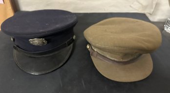 2 HATS: Vintage Guilford, CT Fire Eng. Co. 1 Hat & Royal Army Service Corps Hat.   BW/a1