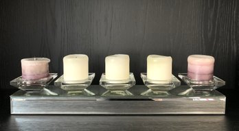 Long Mirrored & Glass Candle Holder