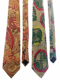 Two Colorful Fendi Cravatte Silk Ties