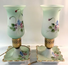 Pair Of Floral Bedside Lamps