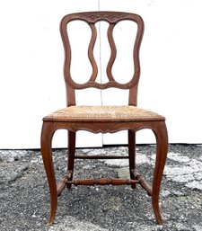 A Vintage Rush Seated Side Chair In Art Nouveau Style