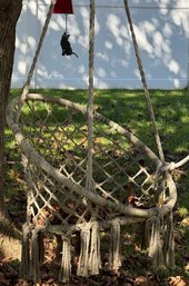 Hanging Metal And Rope Basket Chair