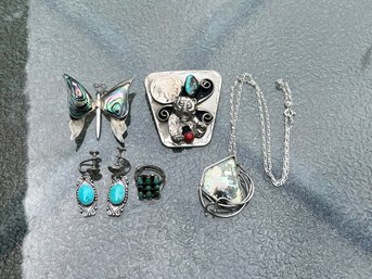 Lot Of South Western Style Jewelry, Most Is Sterling