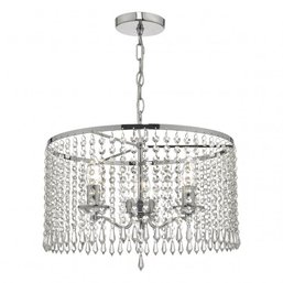 A Contemporary Chrome And Crystal Drum Chandelier - DR