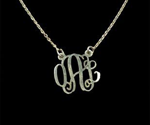 Vintage Sterling Silver Initials Pendant Necklace