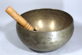 Antique Hand Wrought Brass Singing Bowl With Mallet