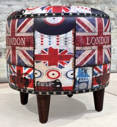 A Vinyl Anglophile Ottoman Or Footstool