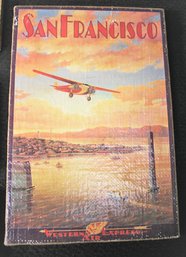 Rare Vintage Oil On Canvas San Francisco Western Air Express