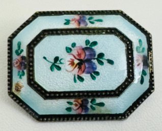 SIGNED SZECHOSLOVAKIA SILVER & GOLD TONE ENAMELED BROOCH