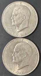 2 Eisenhower Dollars 1971, 1971-D