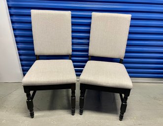Pair Of Side Chairs With Dark Stained Frames & Large Nail Head Trim