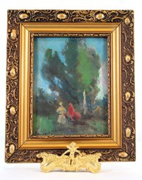 Beautifully Done Signed & Framed Park Scene Watercolor Painting