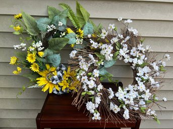 Two Floral Wreaths - Sunflowers & Dogwood