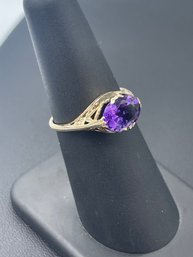 Wonderful Antique Amethyst & 14k Yellow Gold Ring