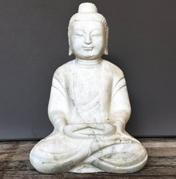 A Large Carved Carrera Marble Buddha -  Beautiful Piece, Solid And 18 Nearly 18' Height