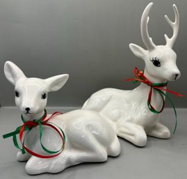 2 Cute Reindeer Figurines