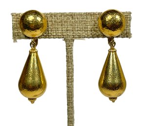 Attributed To Barrera Gold Tone Clip Earrings Ear Pendants