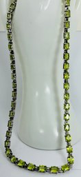 VINTAGE SIGNED STERLING SILVER FACETED PERIDOT 17' NECKLACE