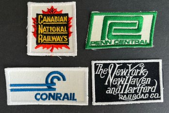 Lot Of 4 Vintage Railroad Cloth Patches: Penn Central, Conrail, Canadian Railways, N.Y., N.H. & Hartford Co.