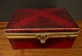 Rare Paul Milet Serves France Ormolu Oxblood Trinket Box