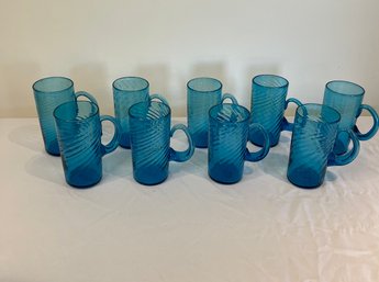 Mid Century Modern Blue Glasses With Handles