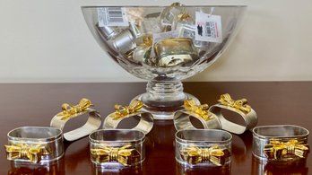 Crystal Bowl Filled With Linens 'n Things Napkin Rings