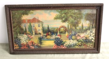 Antique Print House Gardens Wood Frame