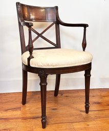 A Vintage Carved Mahogany Louis XVI Arm Chair