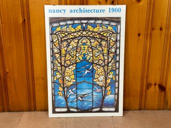 A Framed Poster Of An Art Nouveau Stained Glass Window, Nancy Architecture 1900