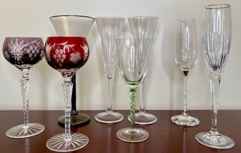 Cut, Colored, Signed Stemware Including Swarovski (8)