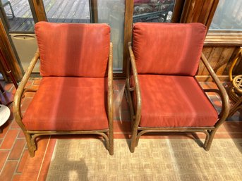 Pair Of Rattan Chairs With Cushions