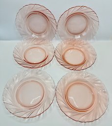 Set 6 Vintage French Depression Glass Plates By Vereno, Unused