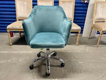 Teal Upholstered Adjustable Desk Chair With Quilted Design Back