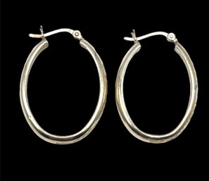 Beautiful Sterling Silver Oval Hoop Earrings