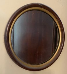 Vintage Mahogany Round Mirror