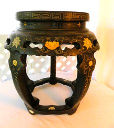 Carved Black Chinese Stool