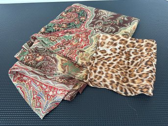 Lot Of Two Vintage Chiffon Scarves, Including A Yves St.Laurent Leopard Print