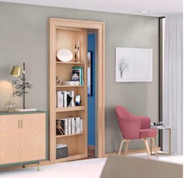 InvisiDoor Red Oak Unfinished Bookcase Door