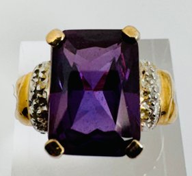 STUNNING ROSS SIMONS FACETED AMETHYST AND DIAMOND ACCENT STATEMENT RING