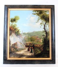 Antique Framed Oil On Canvas Painting Signed By Felice Castegnaro 1895