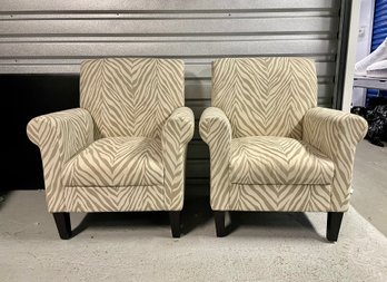 Pair Of Zebra Striped Arm Chairs