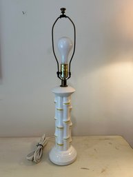 1960's Hollywood Regency Faux Bamboo Ceramic Glazed Table Lamp