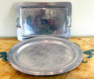 A Polished Alloy Cocktail Tray By Pottery Barn And RWP Salver